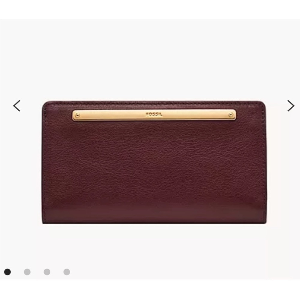 Burgundy Maroon Liza Leather Fossil Bifold Wallet - Picture 4 of 7